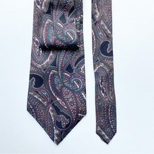 L'Atelier Men's 100% Italian Silk 3” Wide Black Paisley Tie